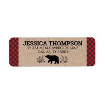 Lumberjack Oear Kraft Plaid Étiquette de adresse