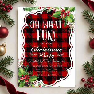 Lumberjack Oh What Fun Christmas Party Invitation