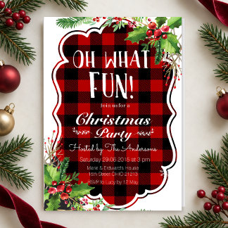Lumberjack Oh What Fun Christmas Party Invitation