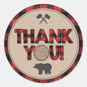 Lumberjack Party Favour Tags Thank You Sticker Bea