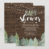Lumberjack Pine Trees Boy Baby shower Invitation