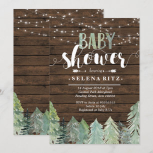 Lumberjack Pine Trees Boy Baby Shower Invitation