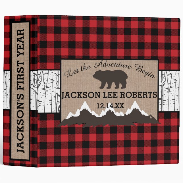Lumberjack Plaid Baby's First Year Album Binder (Front/Spine)