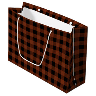 Lumberjack Plaid, Brown and Black Large Gift Bag