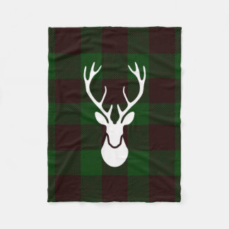 Lumberjack Plaid Fleece Blanket With Buck Deer