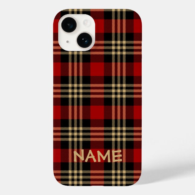 Lumberjack Plaid Pattern Custom Name Case-Mate iPh Case-Mate iPhone Case (Back)
