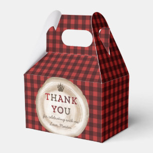 Lumberjack Red Black Buffalo Plaid Tree Stump Favor Box