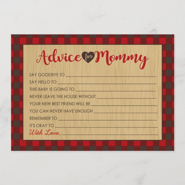 Lumberjack Red Flannel Baby shower Cartes de conse (Devant)