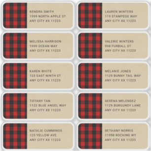 Lumberjack Red Plaid Kraft Étiquettes de adresse i