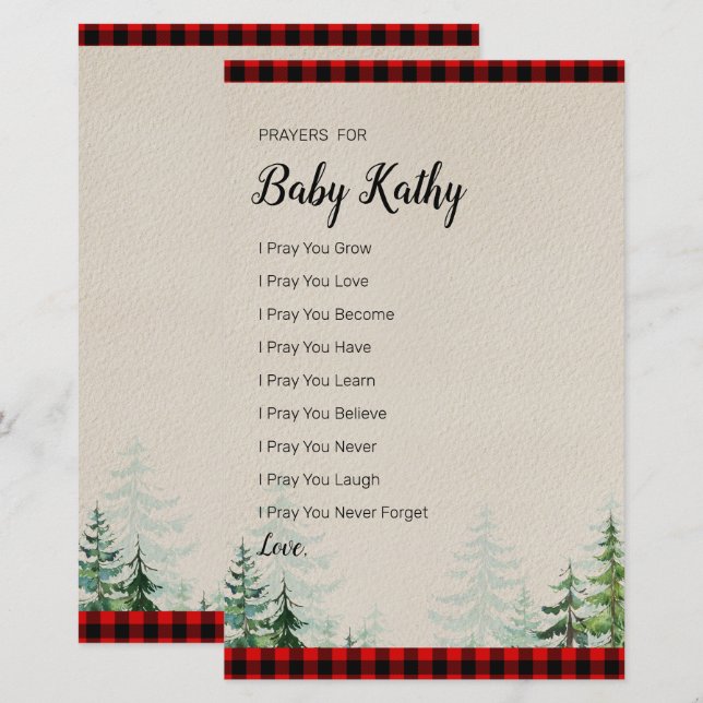 Lumberjack Red Plaid Prayers for Baby (Front/Back)