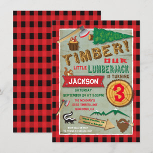 Lumberjack Rustic Woodland Invitation d'anniversai