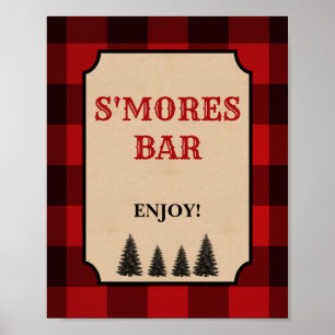Lumberjack S'mores Bar Party Sign Red Plaid