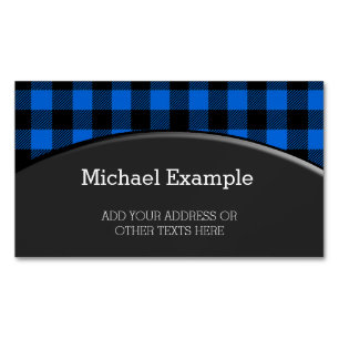 Lumberjack Style - blue fabric + your ideas Magnetic Business Card