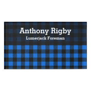 Lumberjack Style - blue fabric + your ideas Name Tag