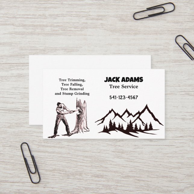 Lumberjack Tree Service Business Card (Front/Back In Situ)