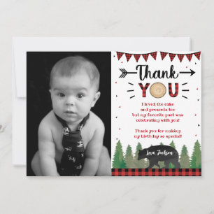 Lumberjack Wild One Bear Anniversaire Merci Cartes