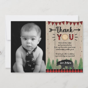 Lumberjack Wild One Bear Anniversaire Merci Cartes