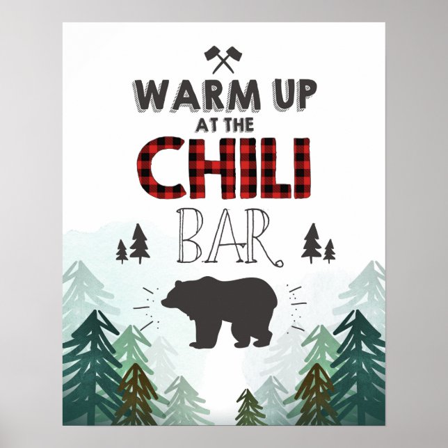 Lumberjack Wild One Forest Trees Chili Bar Sign (Front)