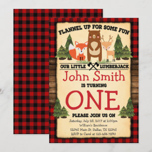 Lumberjack Woodland Anniversaire Fête Invitation