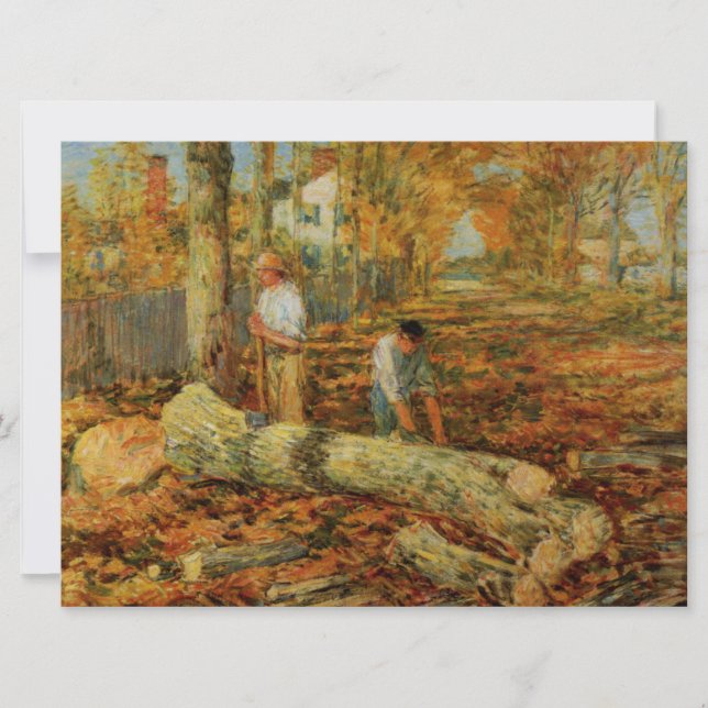Lumberjacks Cutting Wood (by Childe Hassam) (Front)