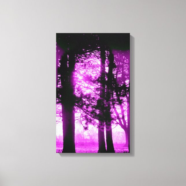 Lumière violette avec toile de Silhouette Arbres (Recto)