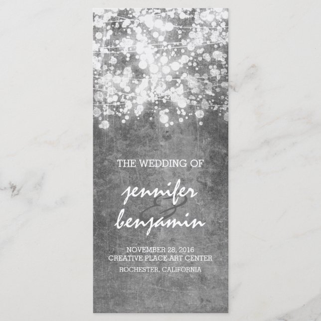 lumières à cordes argent programmes de mariage (Devant)