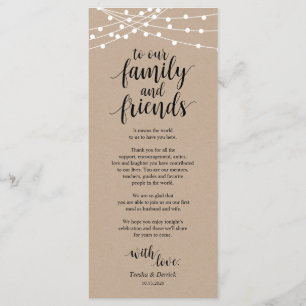 Lumières à cordes, Carte de remerciements de régla