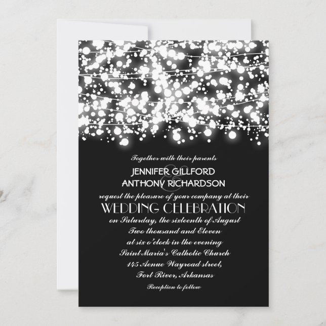 lumières à cordes noires et blanches invitations d (Devant)