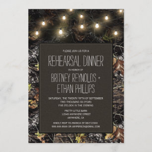 Lumières + Chasse Camo Rehearsal Dîner Invitations