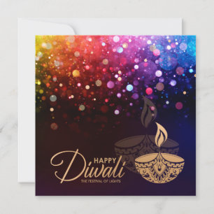 Lumières colorées Bonne carte Diwali