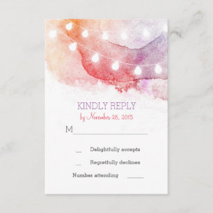 lumières de chaîne d'aquarelle cartes RSVP