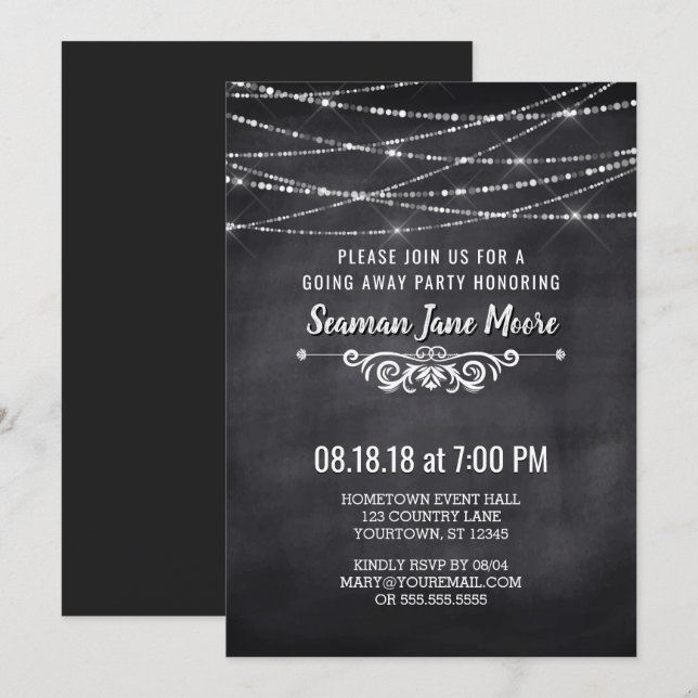 Lumières de ficelle d'été allant loin invitation (Devant / Derrière)