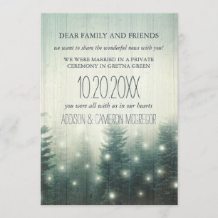 Lumières de la forêt Rustic Elopement Faire-part