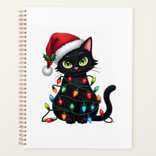 Lumières de Noël Chat Noir Chapeau de Père Noël Dr