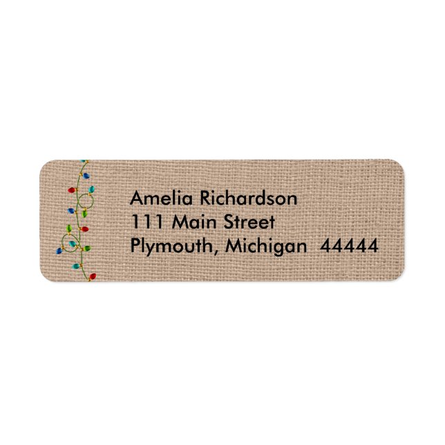 Lumières de Noël Faux Burlap Étiquette de messager (Devant)