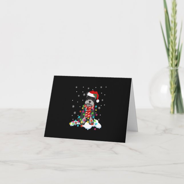 lumières de Noël schnauzer mignon avec chapeau san (Devant)