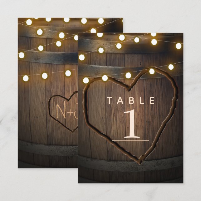 Lumières de tonneau en bois numéro de table de mar (Devant / Derrière)