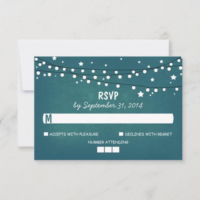 Lumières et étoiles Mariage moderne Carte RSVP (Devant)
