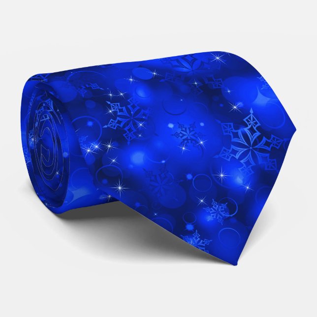 Lumières et flocons de neige, bleu - cravates de (Roulé)