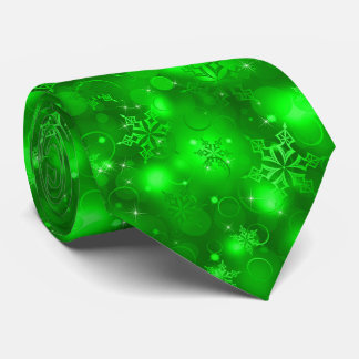 Lumières et flocons de neige, vert - cravates de