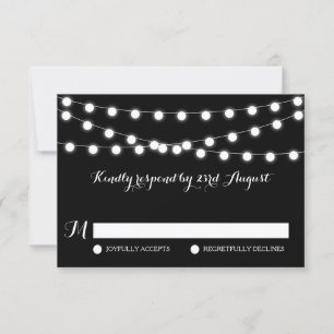 Lumières Fée Blanche Carte RSVP de mariage noir