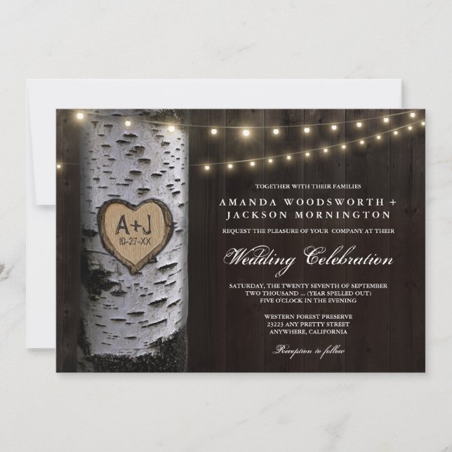 Lumières + Invitations de mariage pour les oiseaux (Devant)