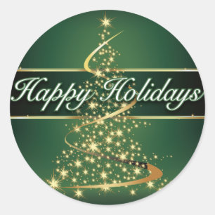 Lumières Joyeuses Vacances Sticker rond