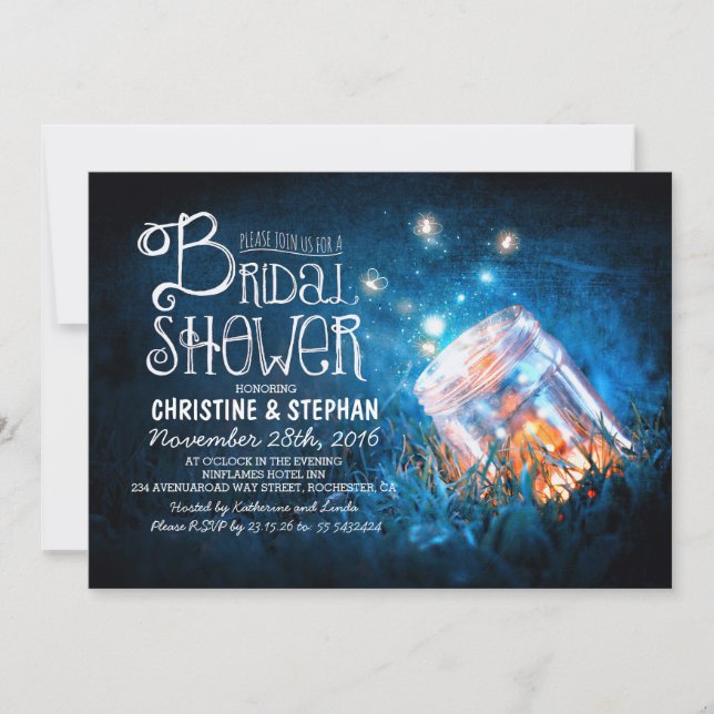 Lumières mason jarre & lucioles invitations de dou (Devant)