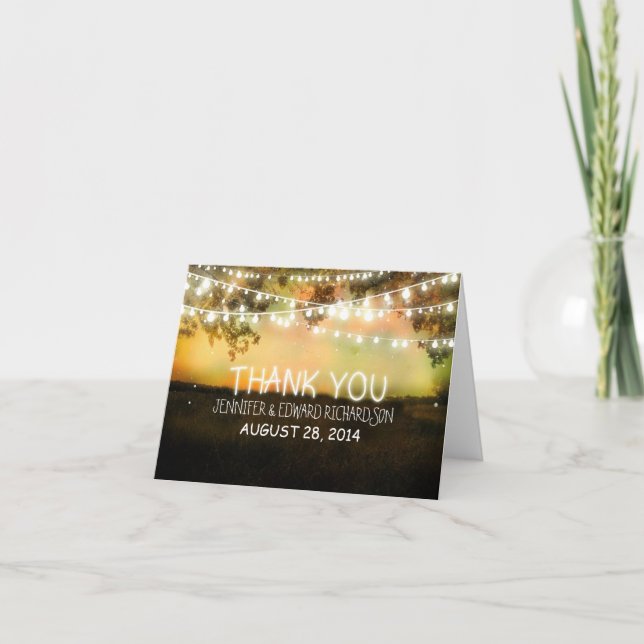 lumières nocturnes cartes de remerciements rustiqu (Devant)