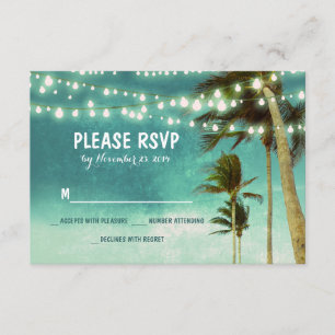 lumières & palmiers plage mariage turquoise cartes