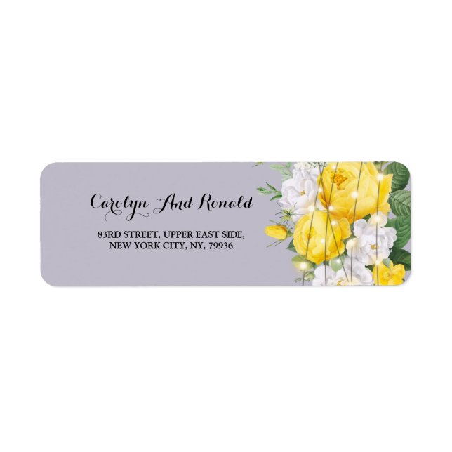 Lumières rustiques Étiquette floral jaune (Devant)