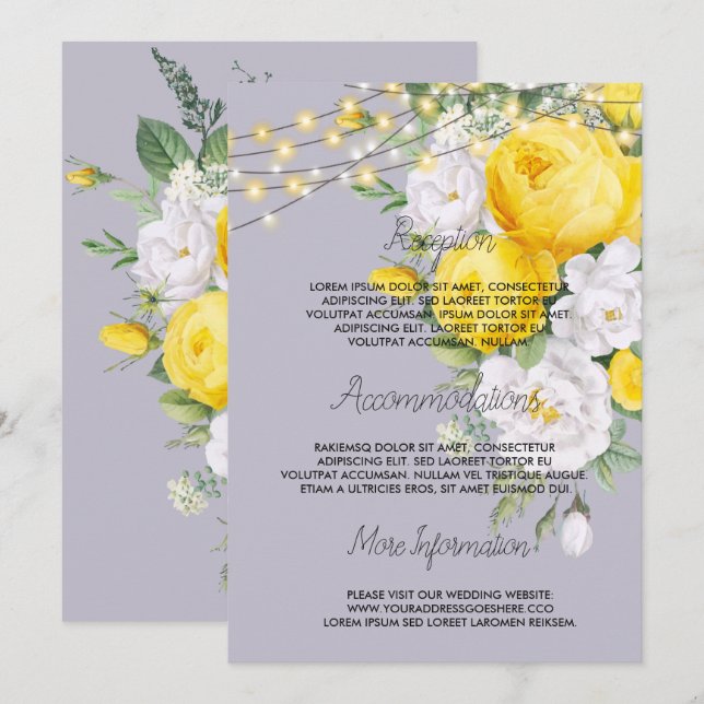 Lumières rustiques Programme de mariage Floral Jau (Devant / Derrière)