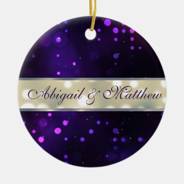 Lumières violettes Ornement de Noël personnalisé (Devant)