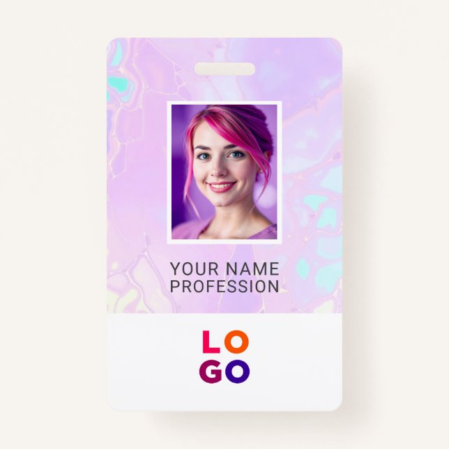 Lumina Opal Business Logo, Photo, Qr Code, Name ID Badge (Front)